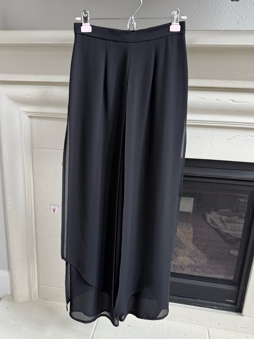 Joseph Ribkoff Vintage Black Wide-Leg Layered Palazzo Pants